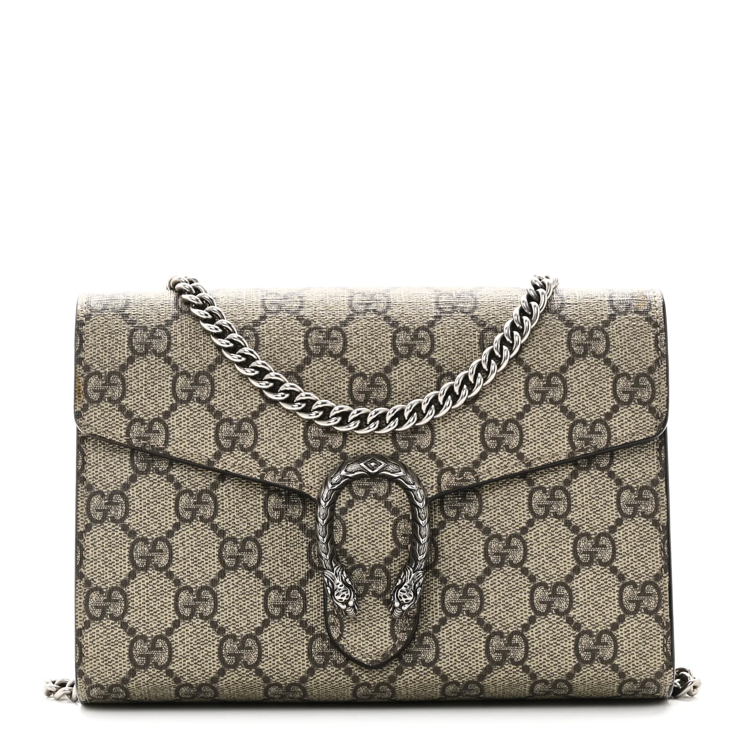 GG Supreme Monogram Mini Dionysus Chain Wallet Beige Taupe