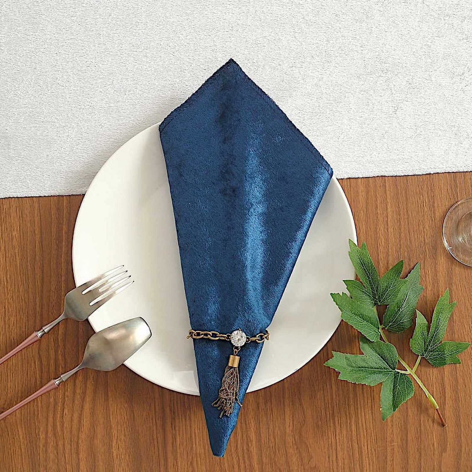 BalsaCircle 100 Pieces 20" x 20" Navy Blue Premium Velvet Napkins Linens(Navy Blue)