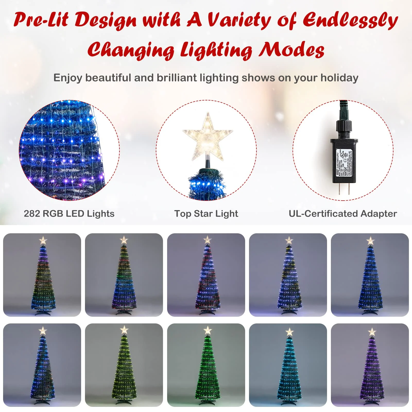 Tangkula 6.2FT Pop-Up  Christmas Tree with 282 LED Lights
