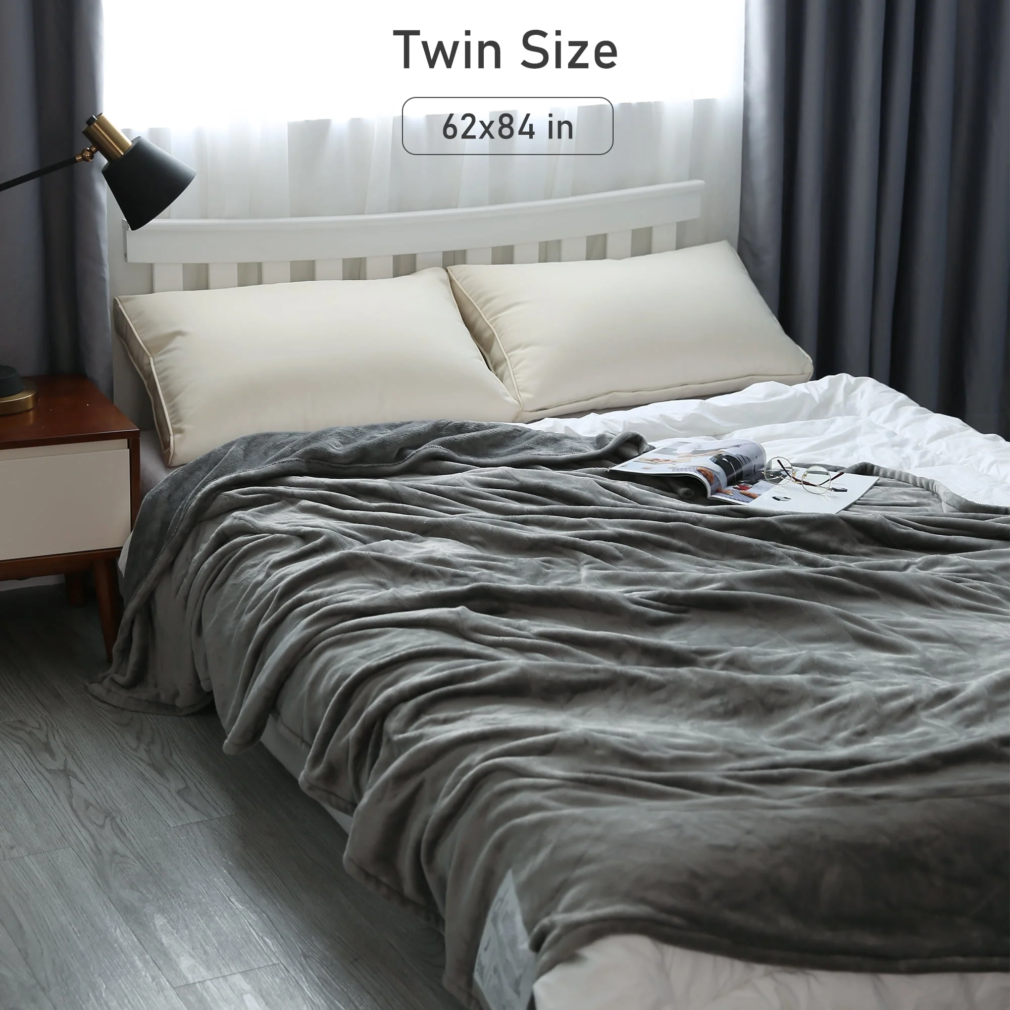 Electric Heated Blanket Twin Size 62" x 84" with 4 Heating Levels, 10H Auto-off, Machine Washable Gray - Image 7