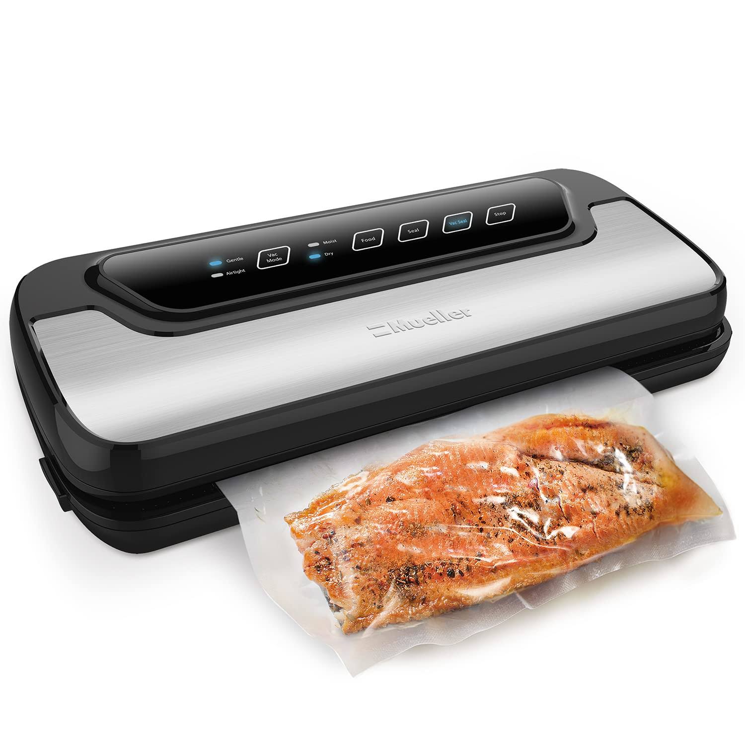 Vacuum Sealer Machine by Mueller | Automatic Vacuum Air Sealing System for Food Preservation w/Starter Kit | Compact Design | Lab Tested | Dry & Moist