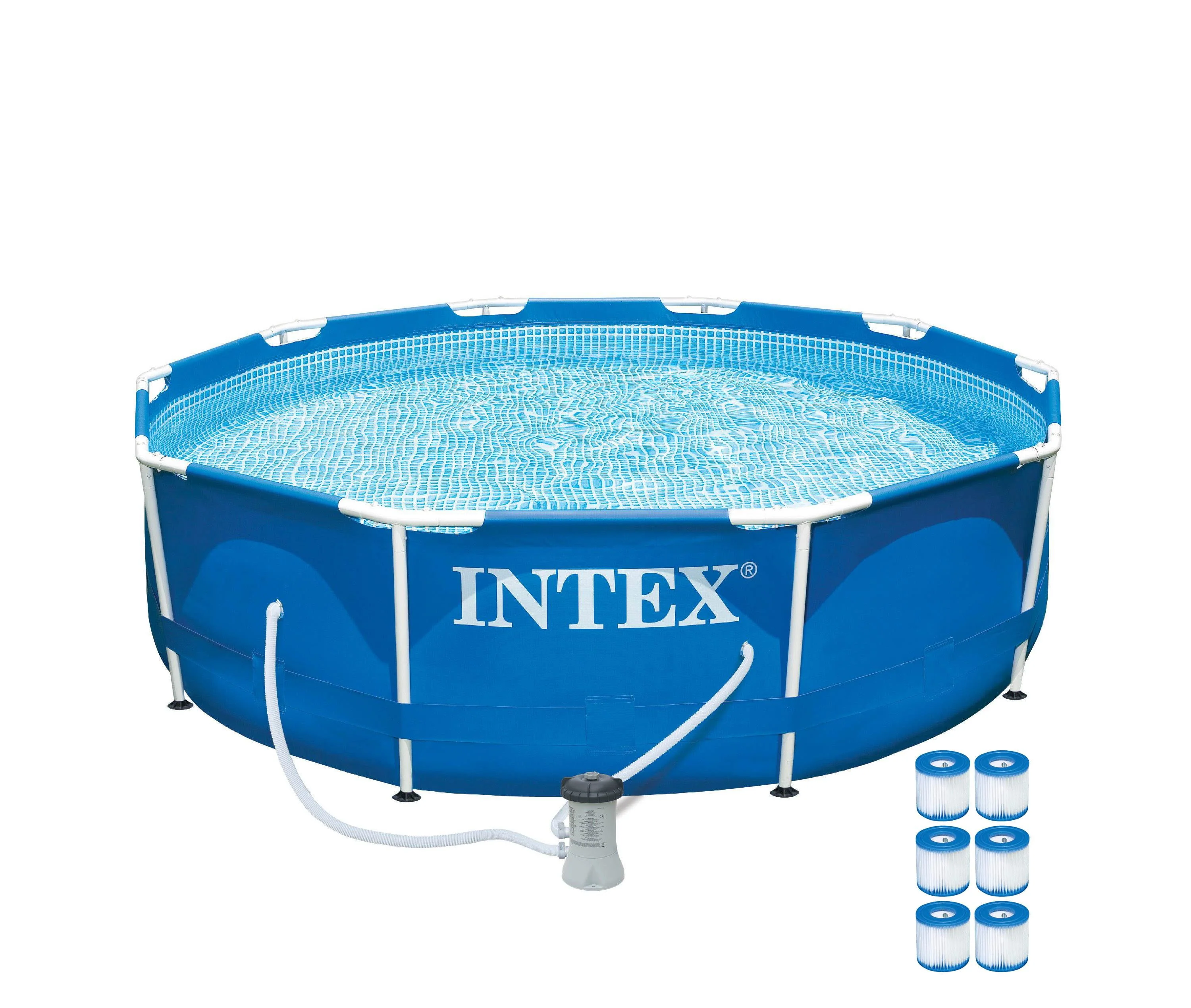 10ft x 30in Metal Frame Above Ground Pool Set 6 Type H Filter Cartridges