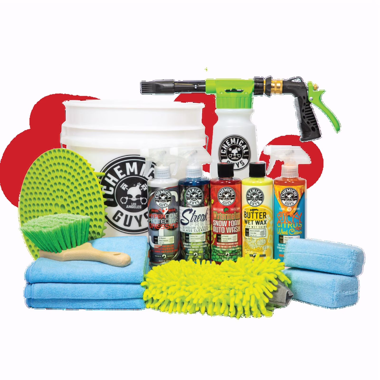 Chemical Guys HOL340 15 - Piece Arsenal Builder Car Wash Kit with Foam Gun, Bucket, and (5) 16 oz Car Care Cleaning Chemicals, Gift for Car & Truck Lovers, Dads and Diyers (Works W/Garden Hose)