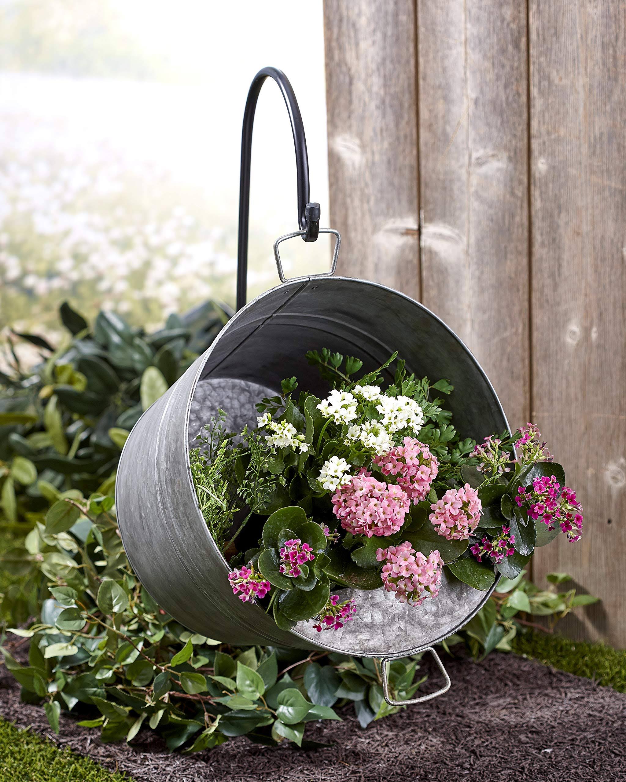 Hanging Pail Planter with Shepherd's Hook