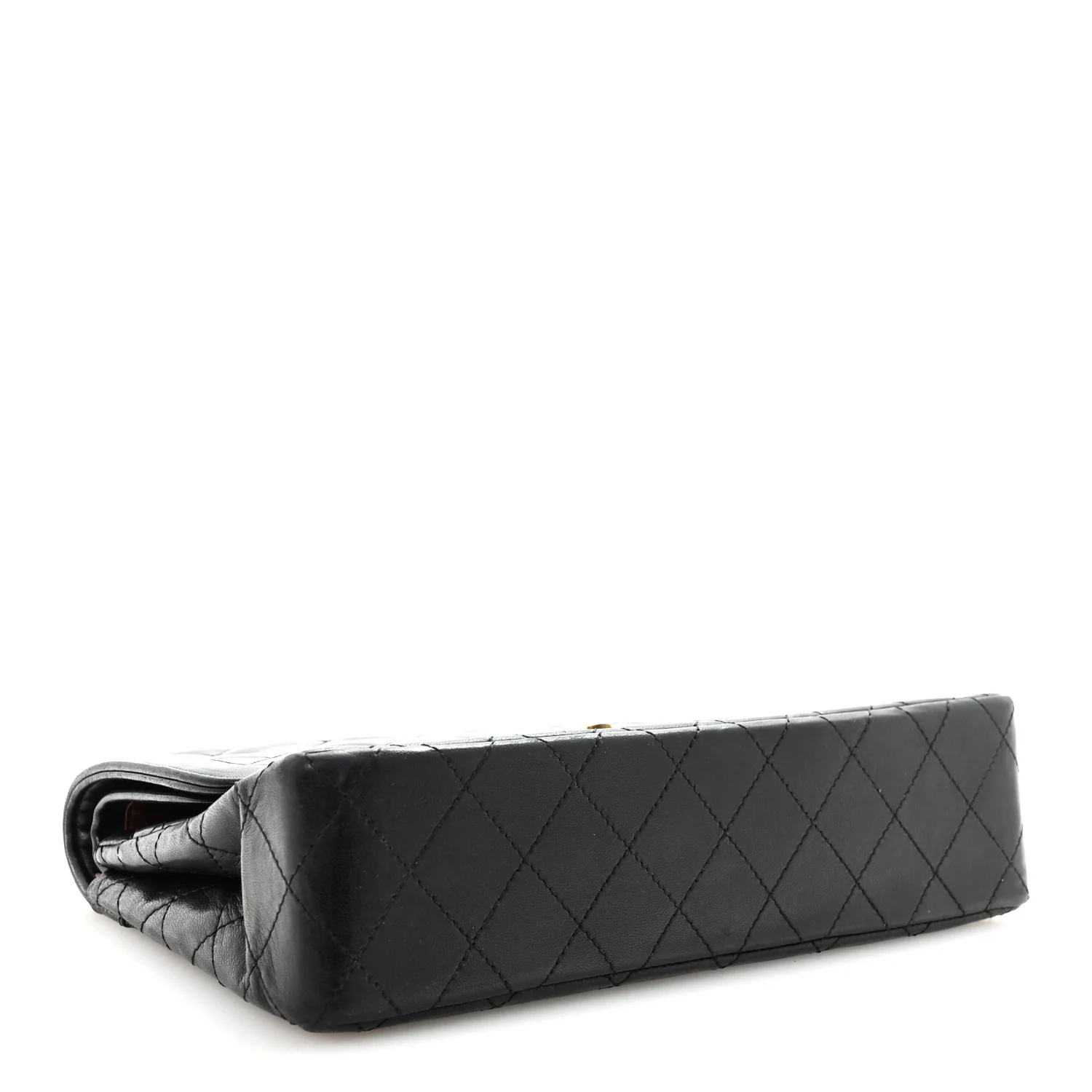 Lambskin Quilted Medium Double Flap Bag Black