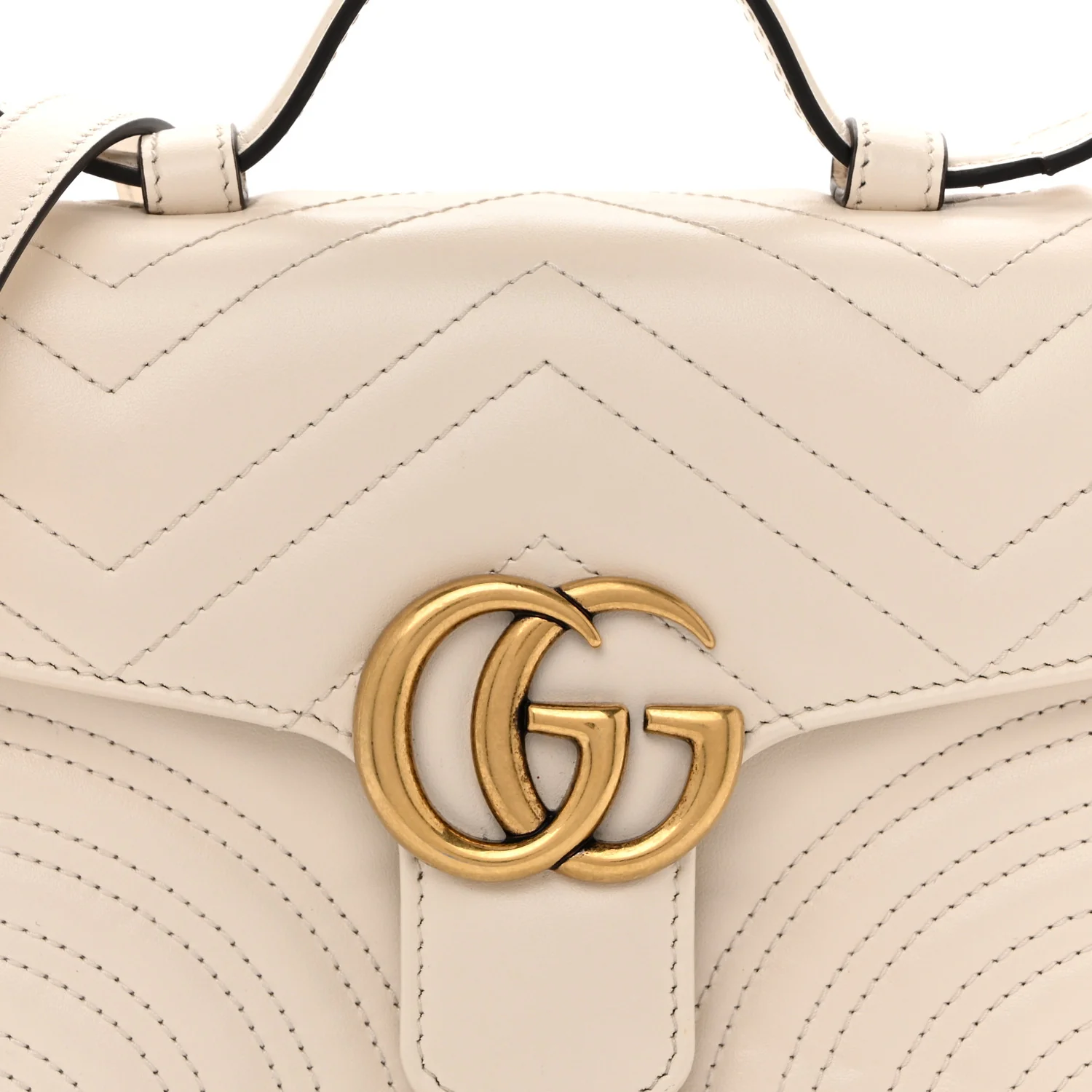 Calfskin Matelasse Mini GG Marmont Top Handle Shoulder Bag White