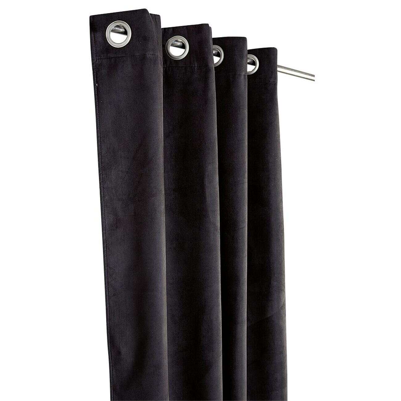 Rideau thermique polaire à oeillets uni noir 140x260cm