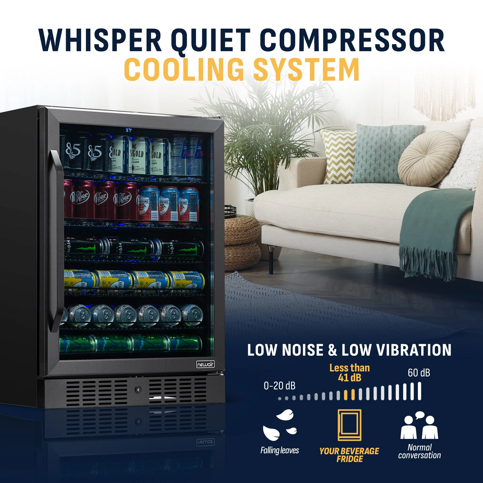 Newair 177-Can Built-In Black Beverage Fridge - 24