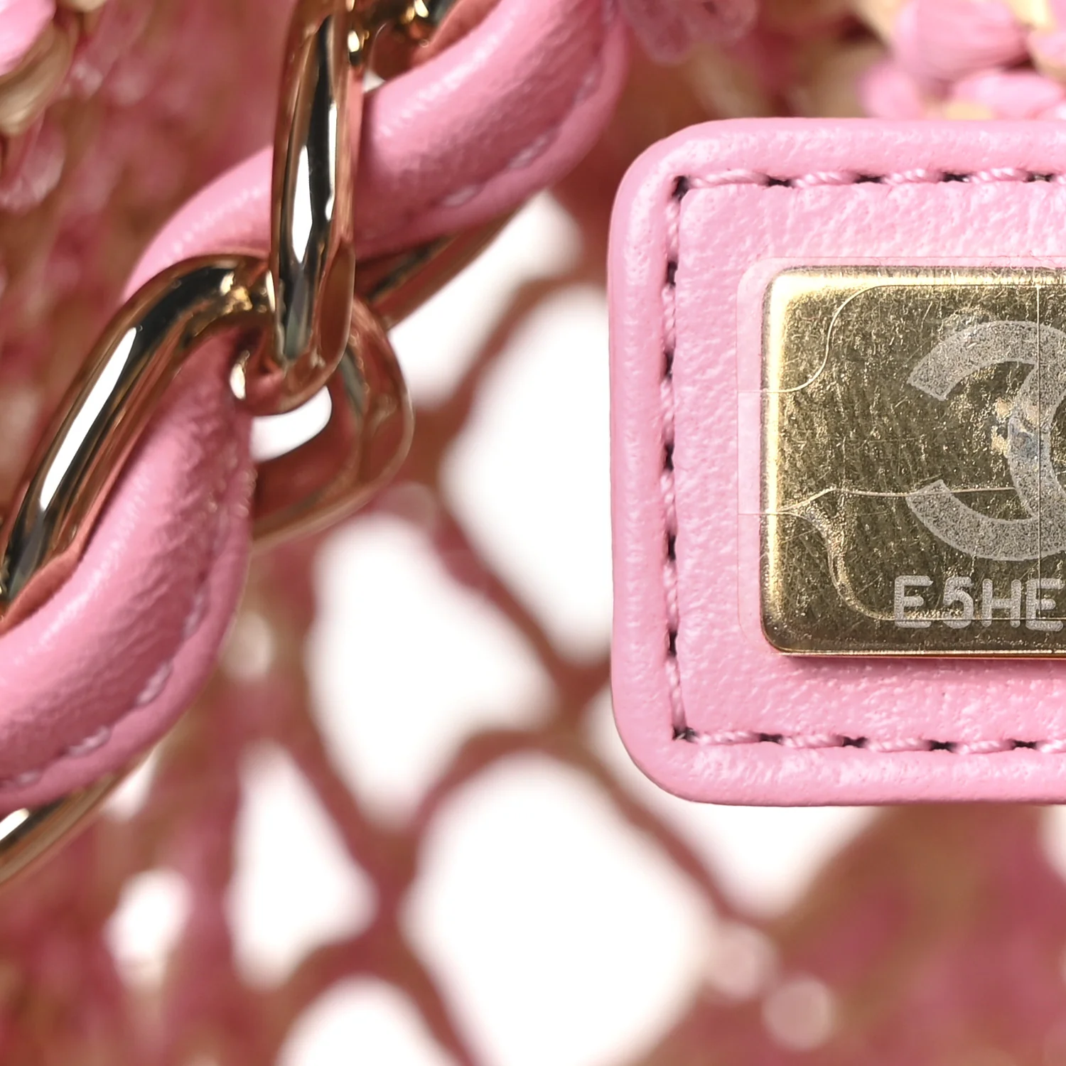 Raffia Effect Braided Small Shopping Bag Beige Pink