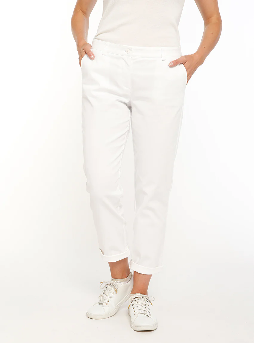 Pantalon chino femme en coton blanc