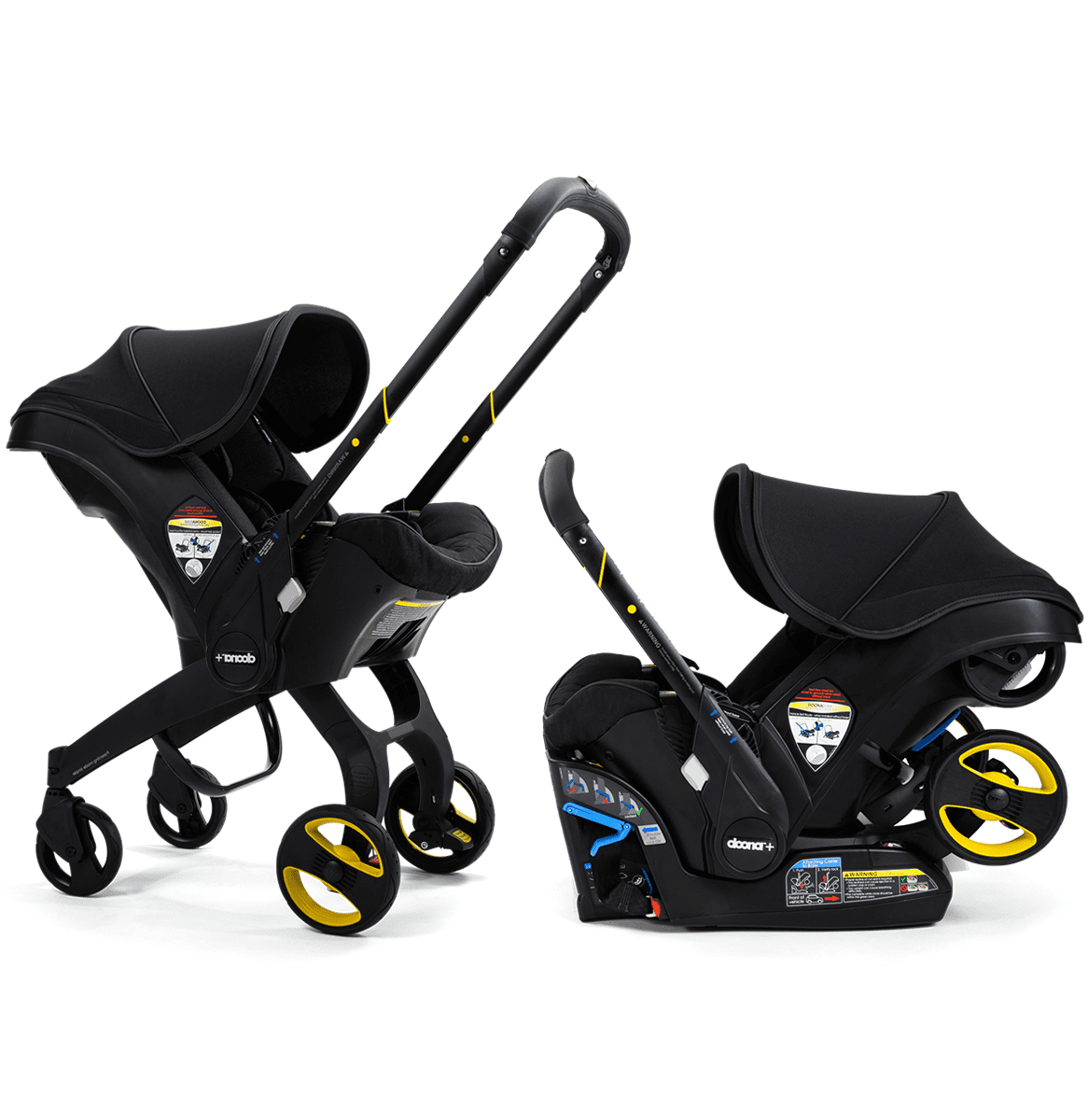 Poussette avec siège auto pour bébé et base LATCH – Édition Minuit | Transformation voiture en poussette en quelques secondes, homologuée pour le transport aérien, sac de rangement inclus
