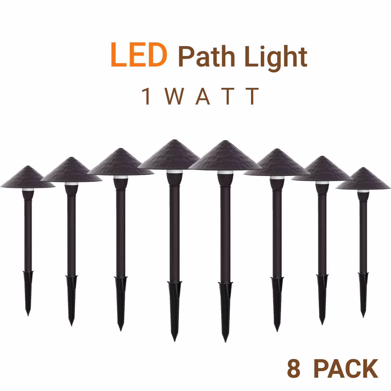 Malibu 1 Watt LED Low Voltage Landscape Lighting Metal Garden Light for Yard Lawn Pathway GardenNon-Corrosive Outdoor 8PACK 8406-9111-08