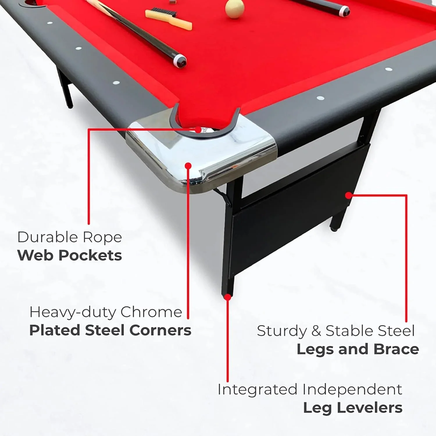 6 ft Portable Pool Table, Adults Folding Billiards Tables for Game Room with Easy Foldable Storage, Includes Full Set of Billiard Balls,…