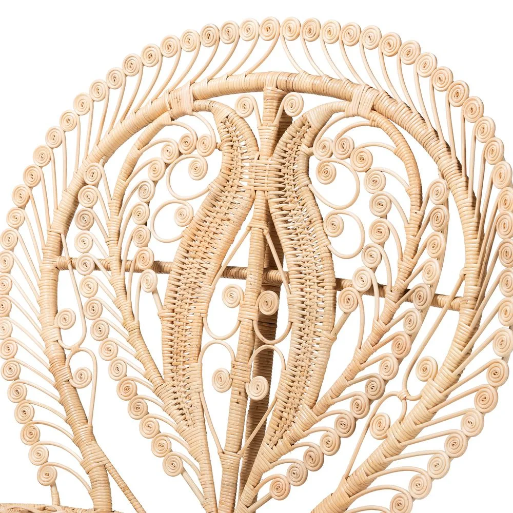 Bali & Pari Fedra Modern Bohemian Natural Brown Rattan Peacock Accent Chair