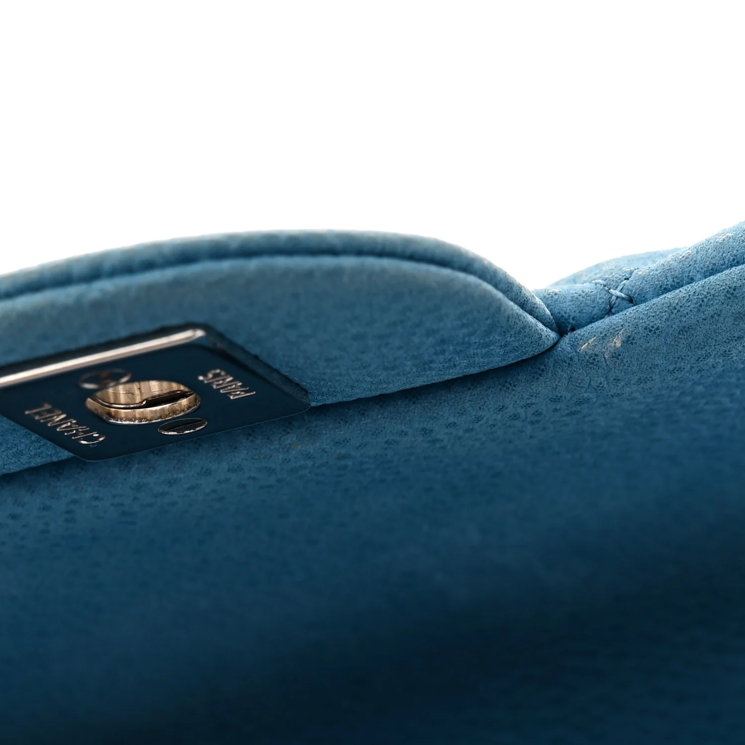 Iridescent Caviar Quilted Extra Mini Flap Light Blue
