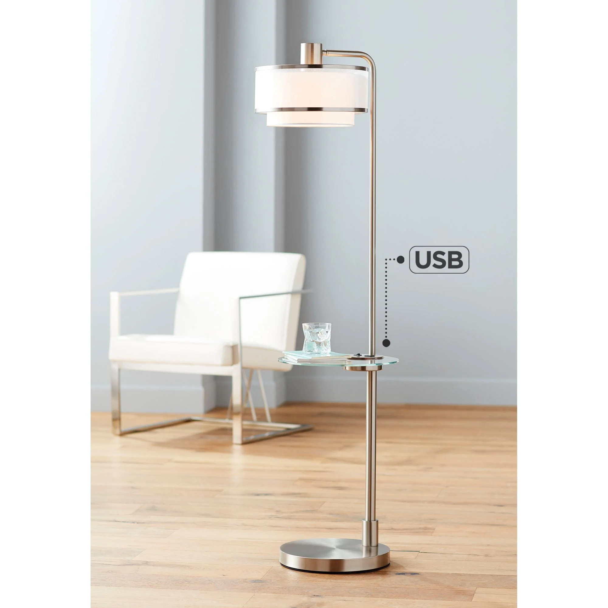 Euro Design Vogue Modern Floor Lamp with Tray Table 60
