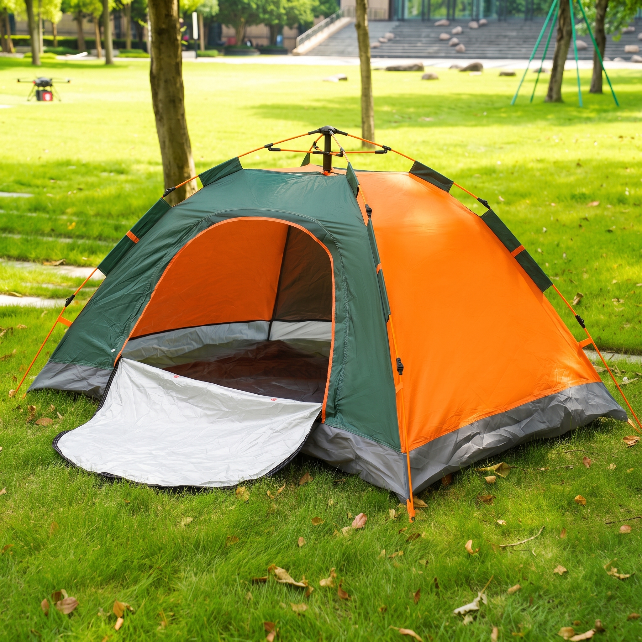 Outdoor Automatic Instant Pop Camping Tent for 2-4 Person 1-Min Setup Waterproof Polyester Four-Season Lightweight UV Protection
