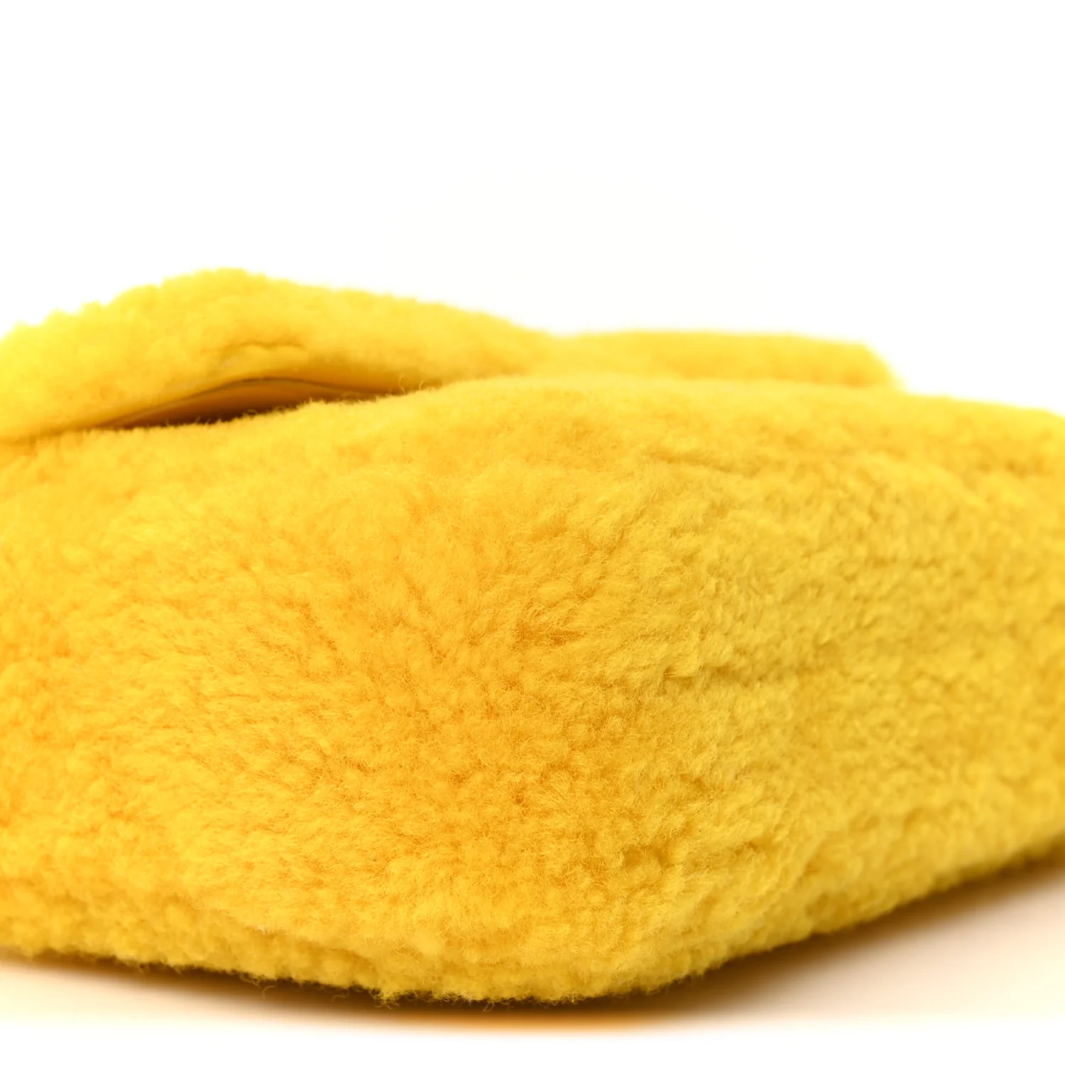 Fluffy Shearling Triomphe Claude Chain Shoulder Bag Yellow