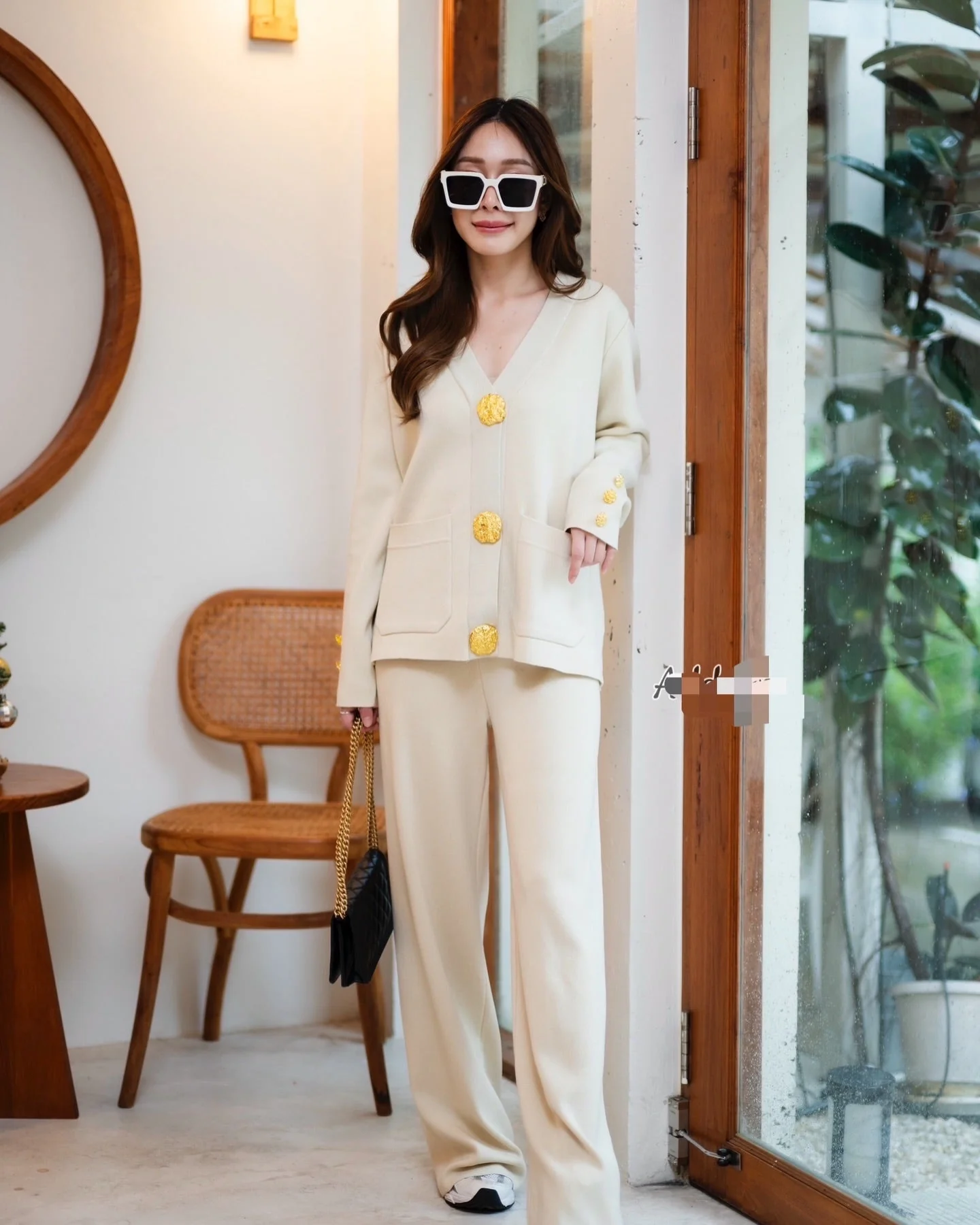 Ensemble pull en mélange de laine et pantalon à jambes larges