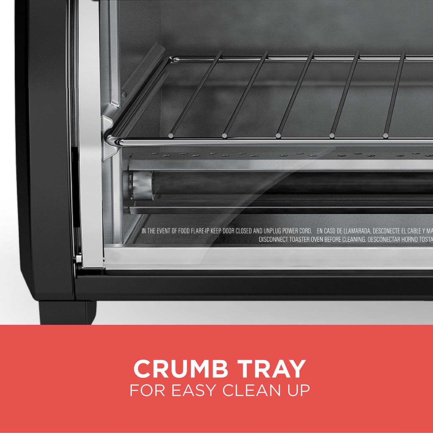 Four grille-pain sous plan de travail BLACK+DECKER SpaceMaker, commandes numériques, noir/acier inoxydable, compatible avec les pizzas de 23 cm (9 pouces), TROS1000D