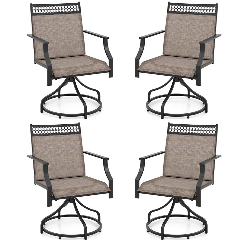 Outdoor Swivel Dining Chairs Set of 2/4 with Quick-Drying Fabric & Metal Frame, All-Weather Patio Chairs for Backyard Porch Lawn Garden