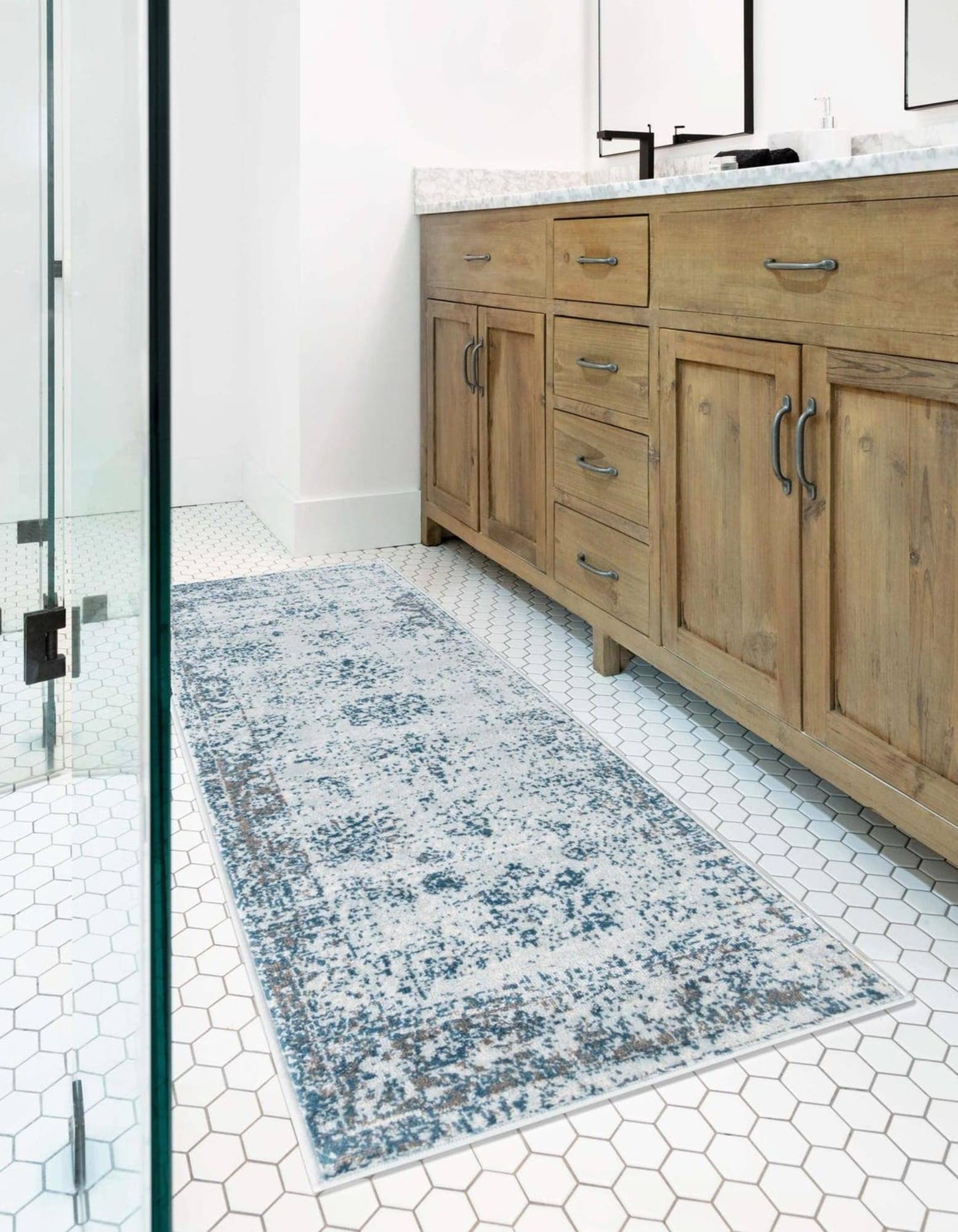 Unique Loom Monaco 4 ft Runner Light Blue Bohemian, Floral Area Rug