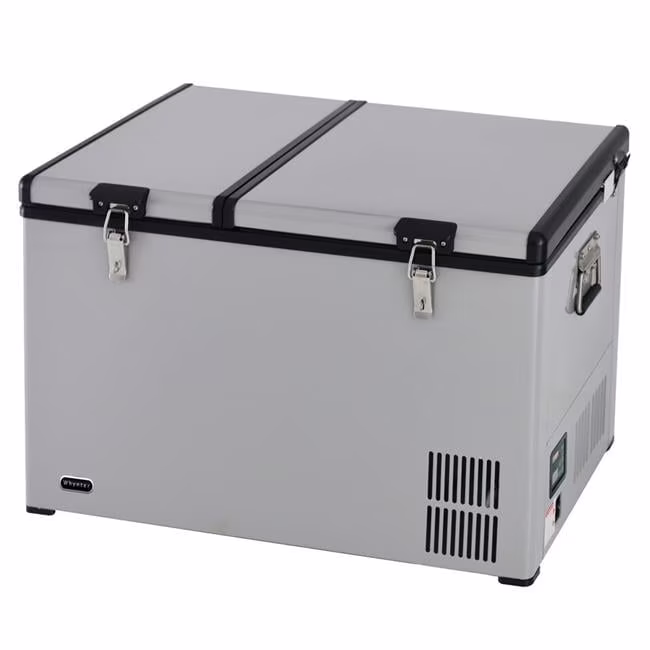90 Quart Dual Zone Portable Fridge/Freezer with 12v Option and Wheels