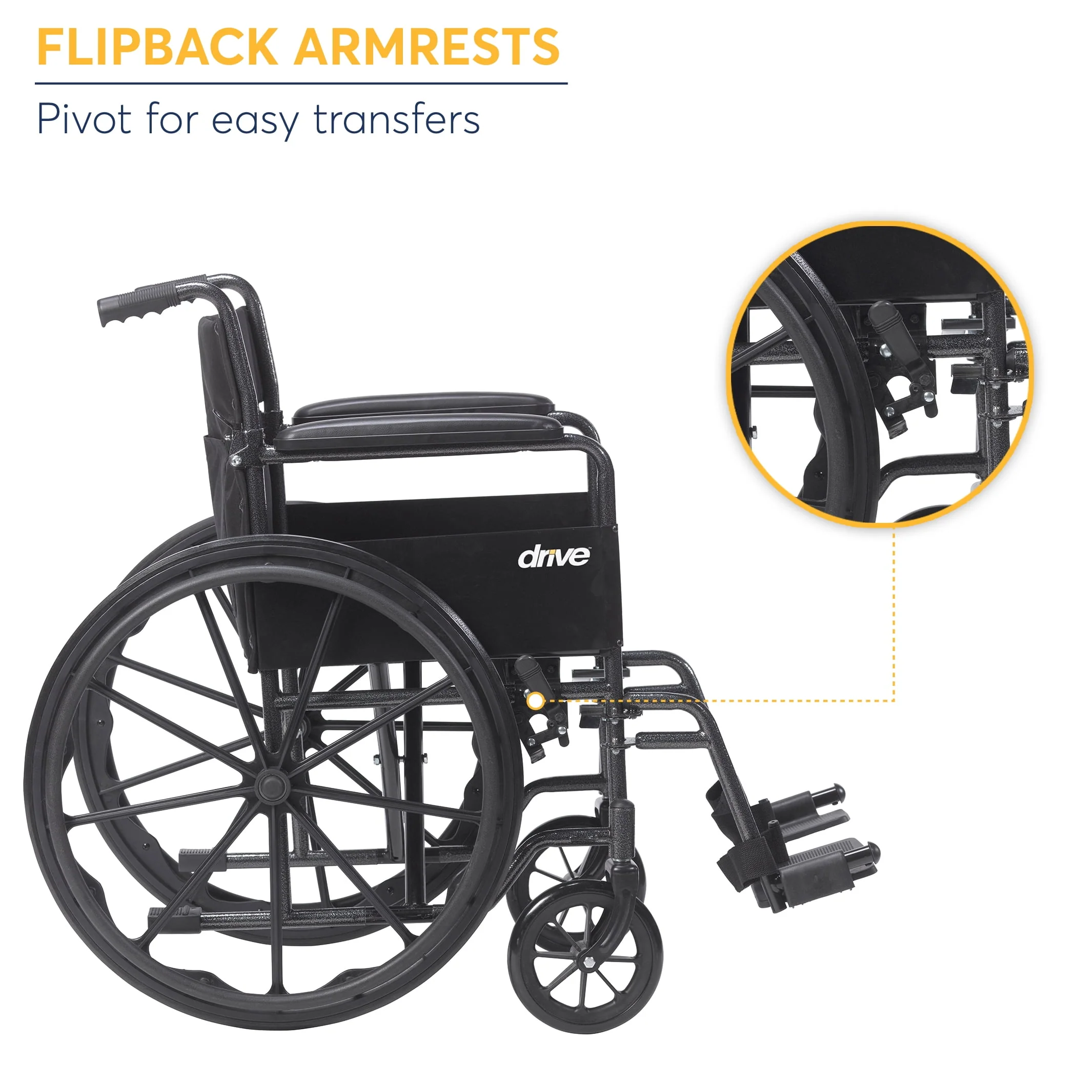 Silver Sport 1 Wheelchair with Full Arms and Swing Away Removable Footrest