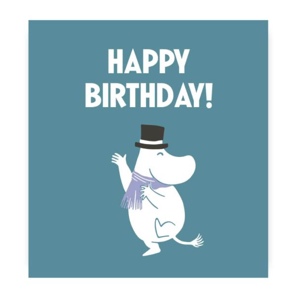 Mummi kort dobbelt Happy Birthday blå