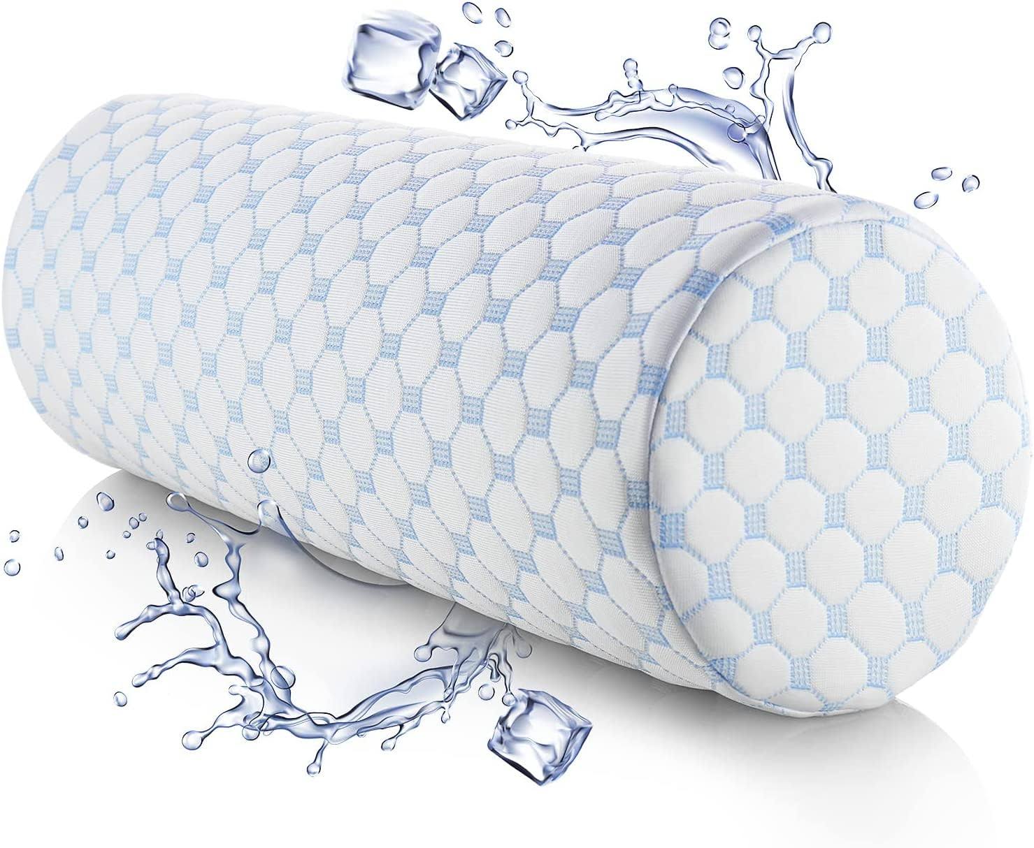 Nestl Memory Foam Neck Roll Pillow for Pain Relief, Firm Bolster Pillow with Cooling Cover
