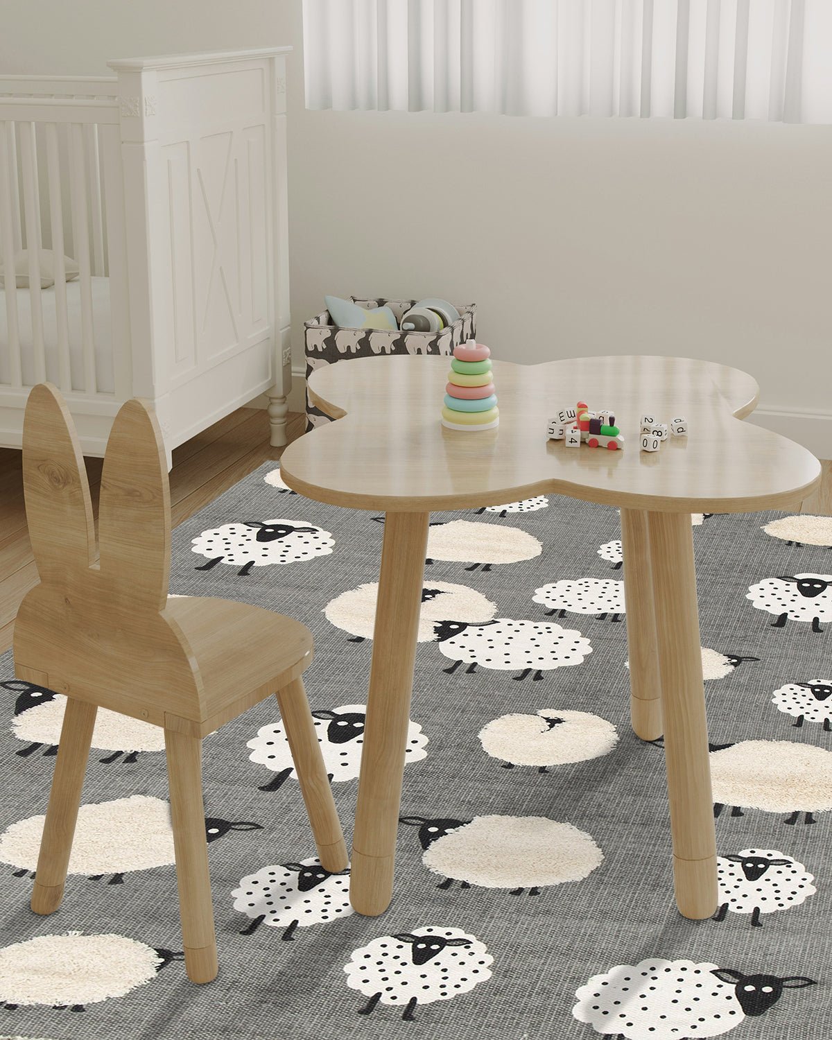 AFK Living vloerkleed Klein Schaapje - voor kinderen - Katoen