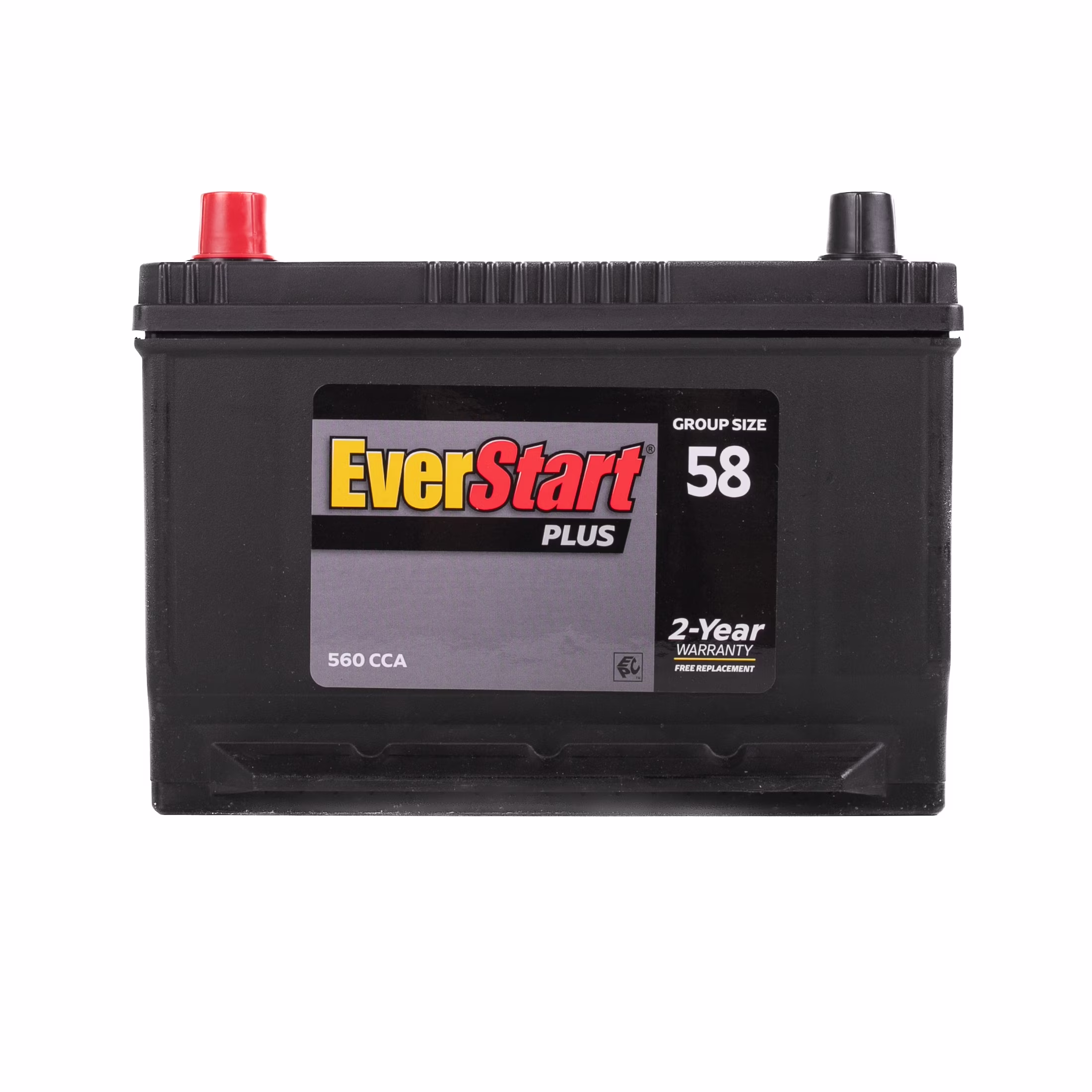 Plus Lead Acid Automotive Battery, Group Size 58 12 Volt 560 CCA 78 RC