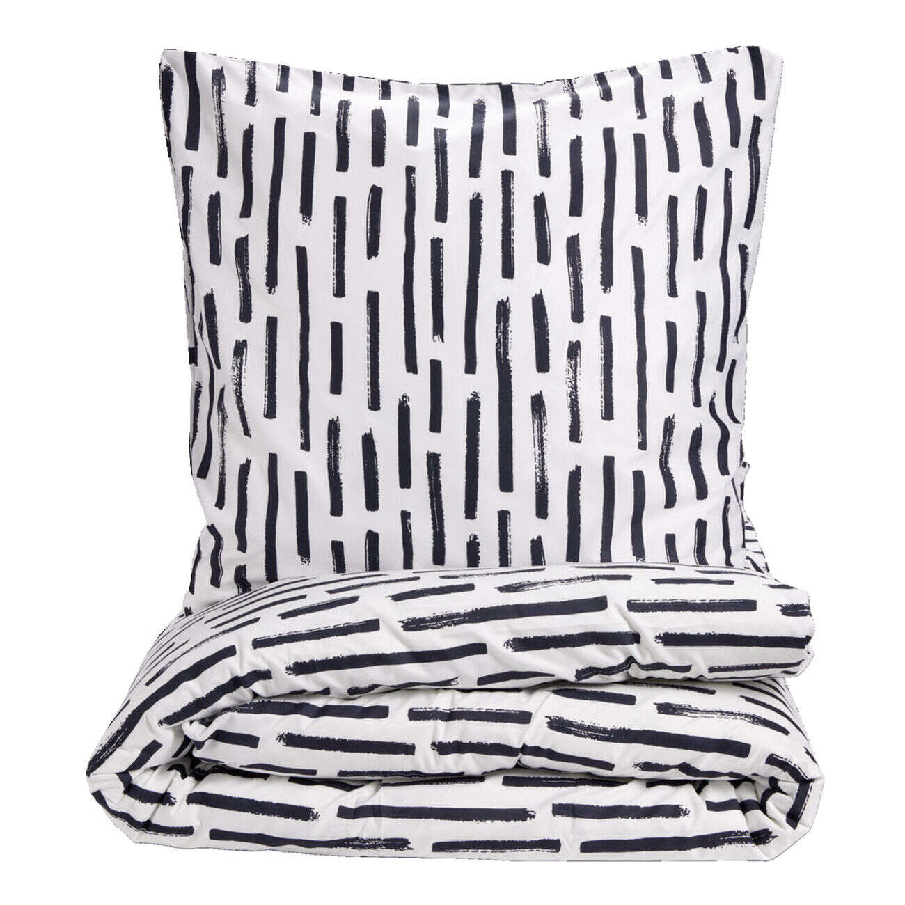 Parure de lit 1 personne 140x200 réversible polyester imprimé noir et blanc