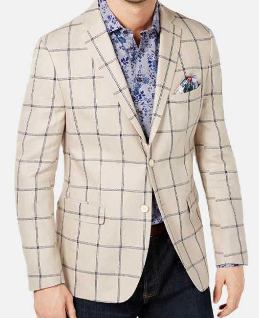 Blazer décontracté à carreaux, poche poitrine, revers cranté et deux boutons