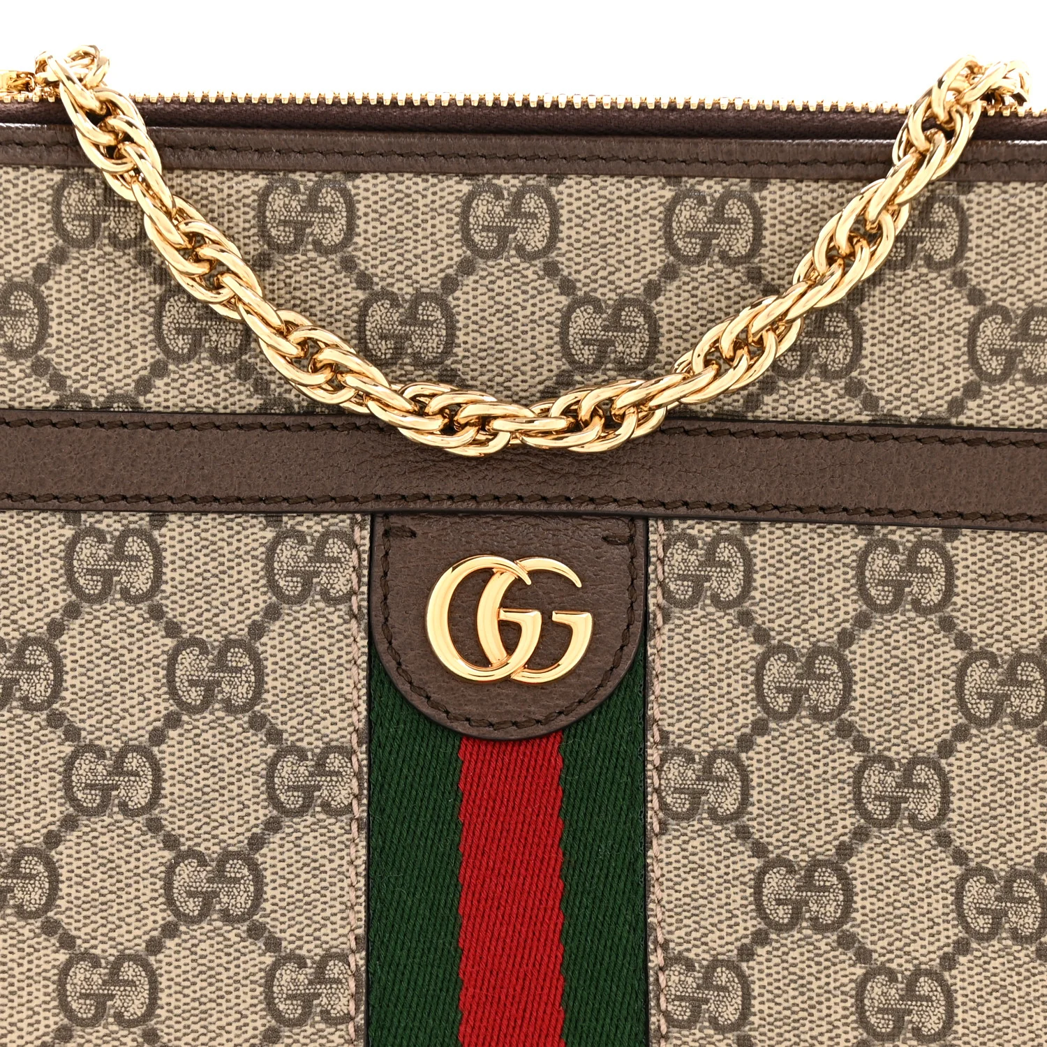 GG Supreme Monogram Web Ophidia Chain Shoulder Bag Brown