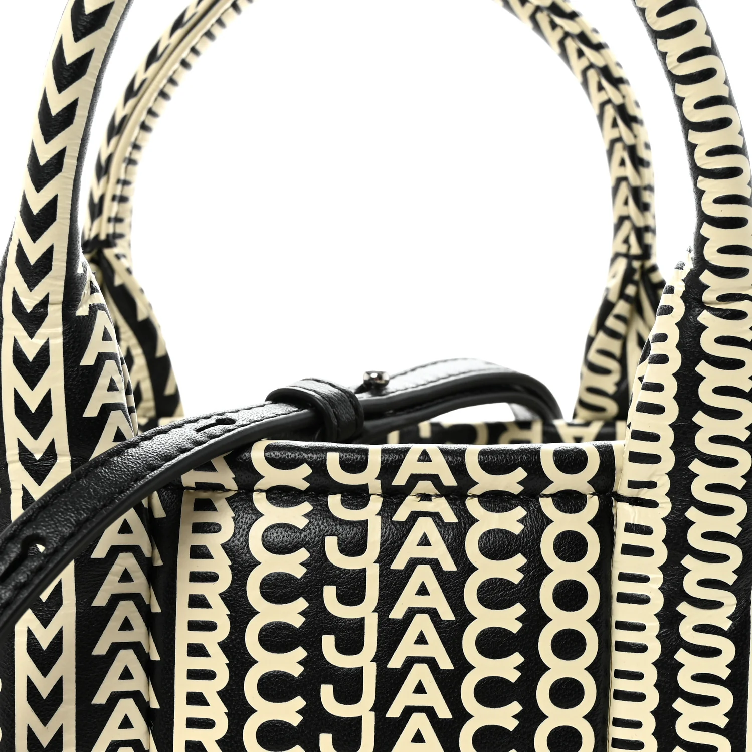 Calfskin Small The Monogram Tote Black White