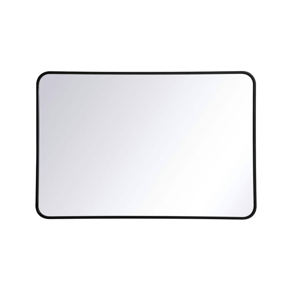 WM1602740BK Timeless Home 40 in. H x 27 in. W Black Modern Soft Corner Rectangular Wall Mirror