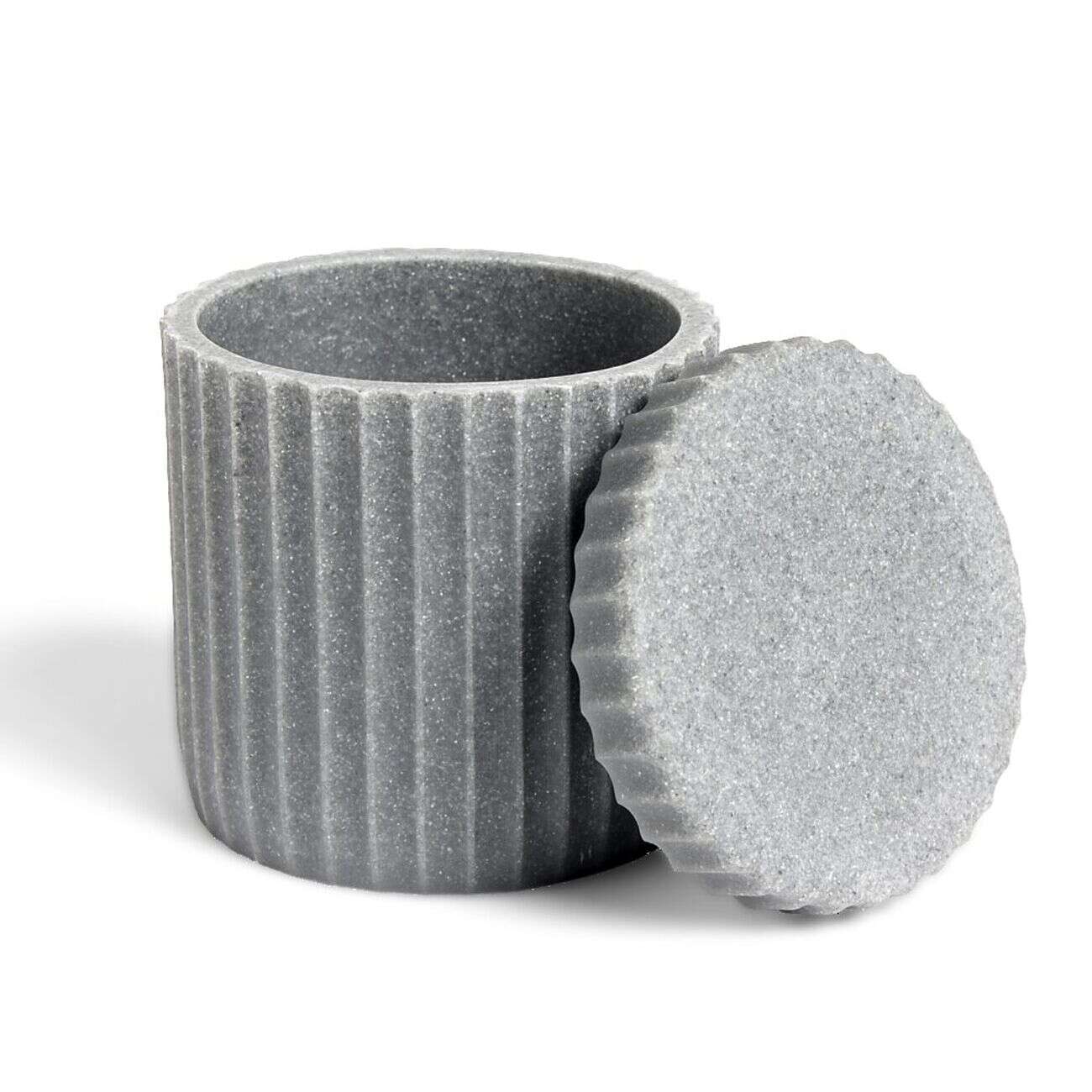 Pot à coton Ø9x10cm plastique effet ciment gris