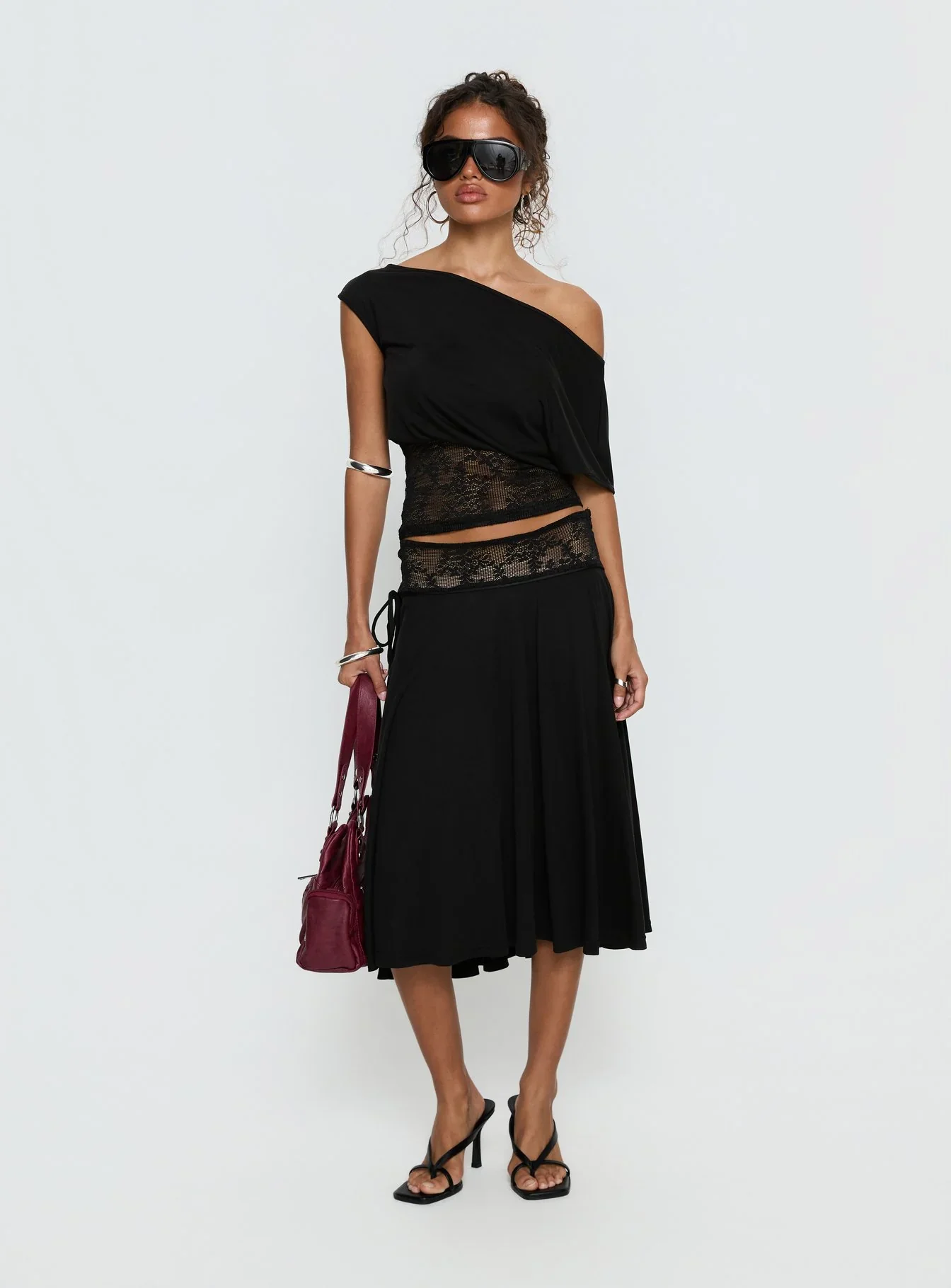 Marienna Lace Midi Skirt Black