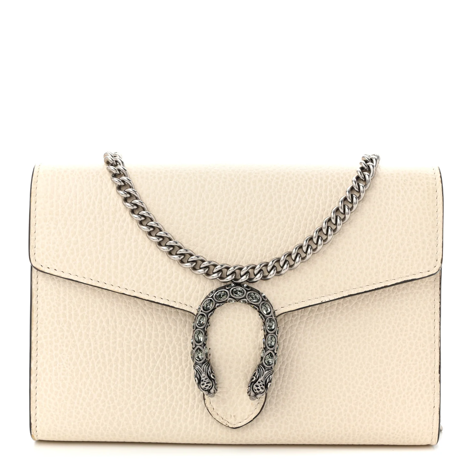 Dollar Calfskin Mini Dionysus Chain Wallet Mystic White
