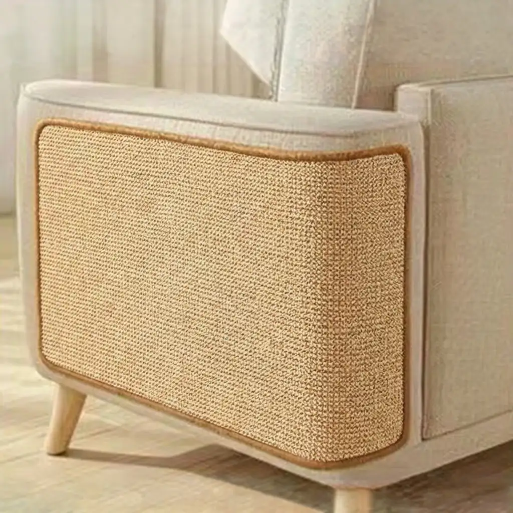 Faux Sisal Cat Scratcher Mat Sofa Protector with Velcro Tape