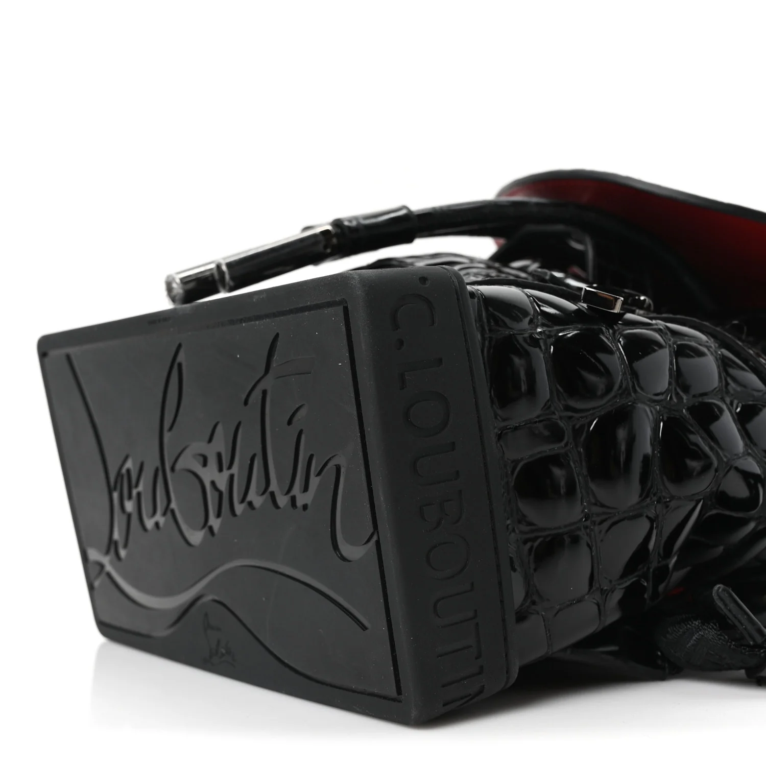 Calfskin Alligator Embossed Small Explorafunk Backpack Black