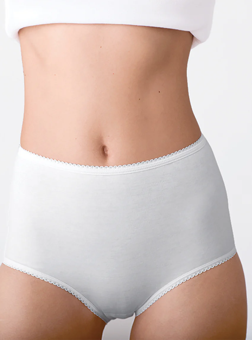 Culotte femme unie taille haute blanche