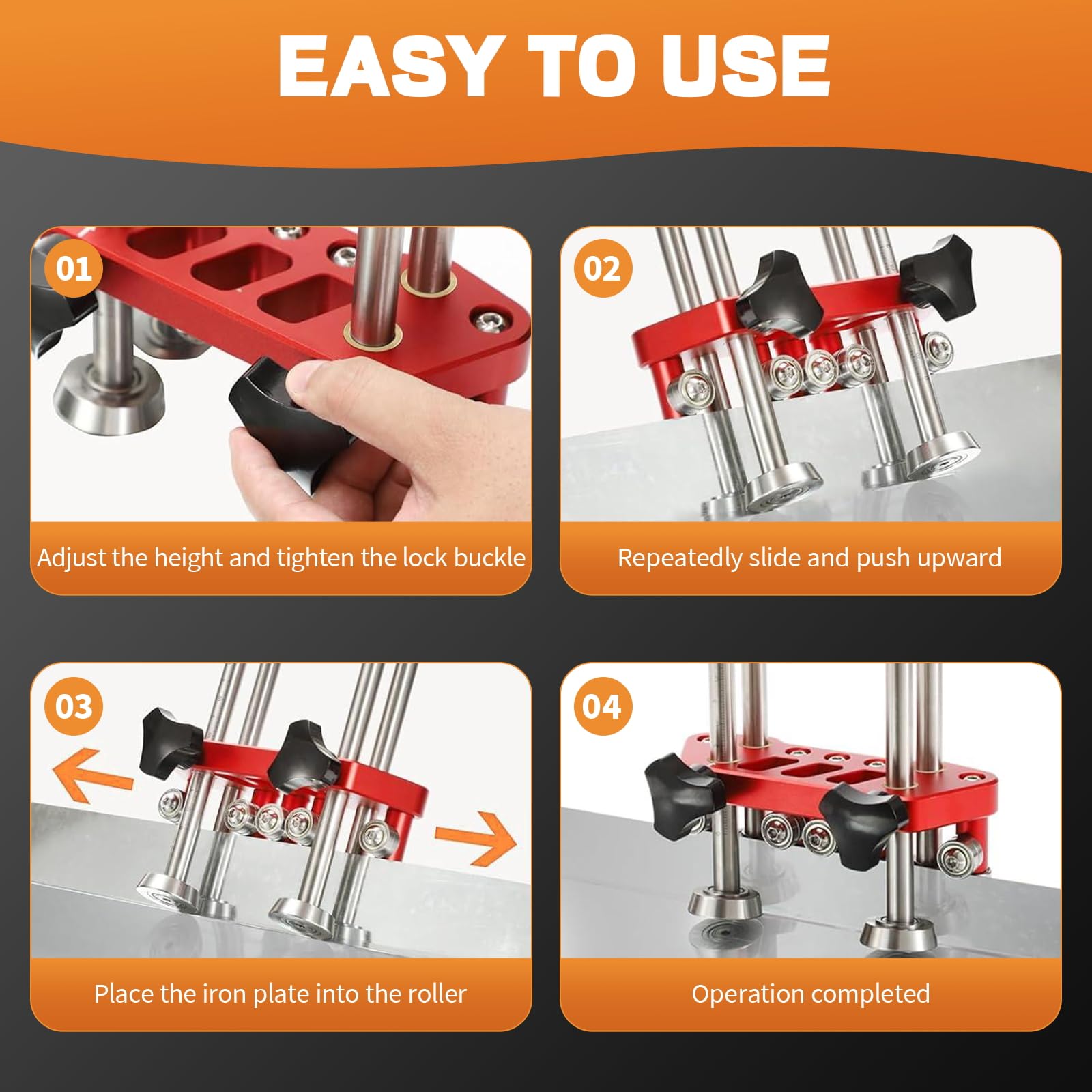 2 Station Sheet Metal Bender, 0-100° Bending Range Metal Roofing Tools, Adjustable Roller Spacing, 5mm-150mm Bending Depth, Large Sheet Metal Roller and Bending Tool (Red)