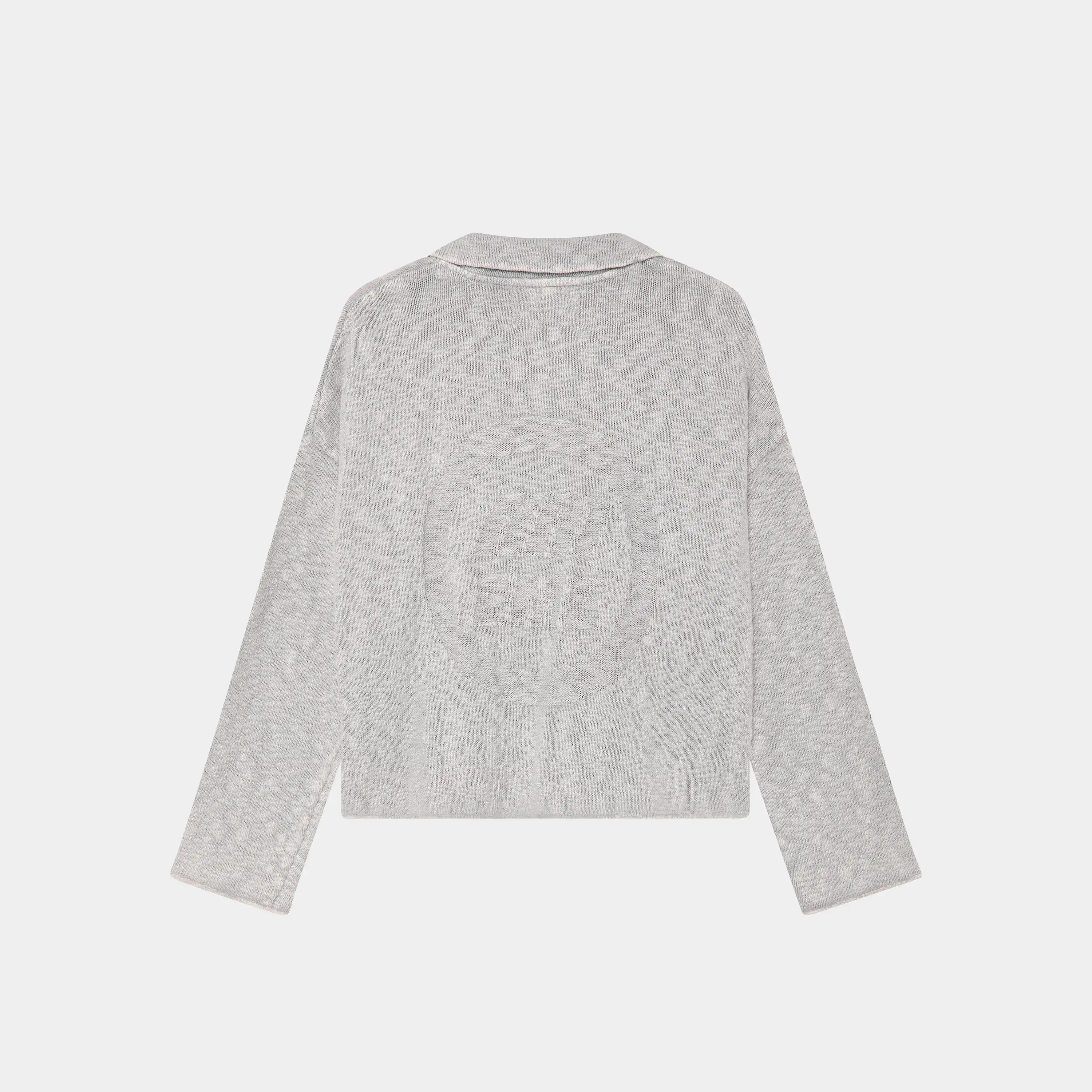 Kiff Grey Distressed Knit Polo