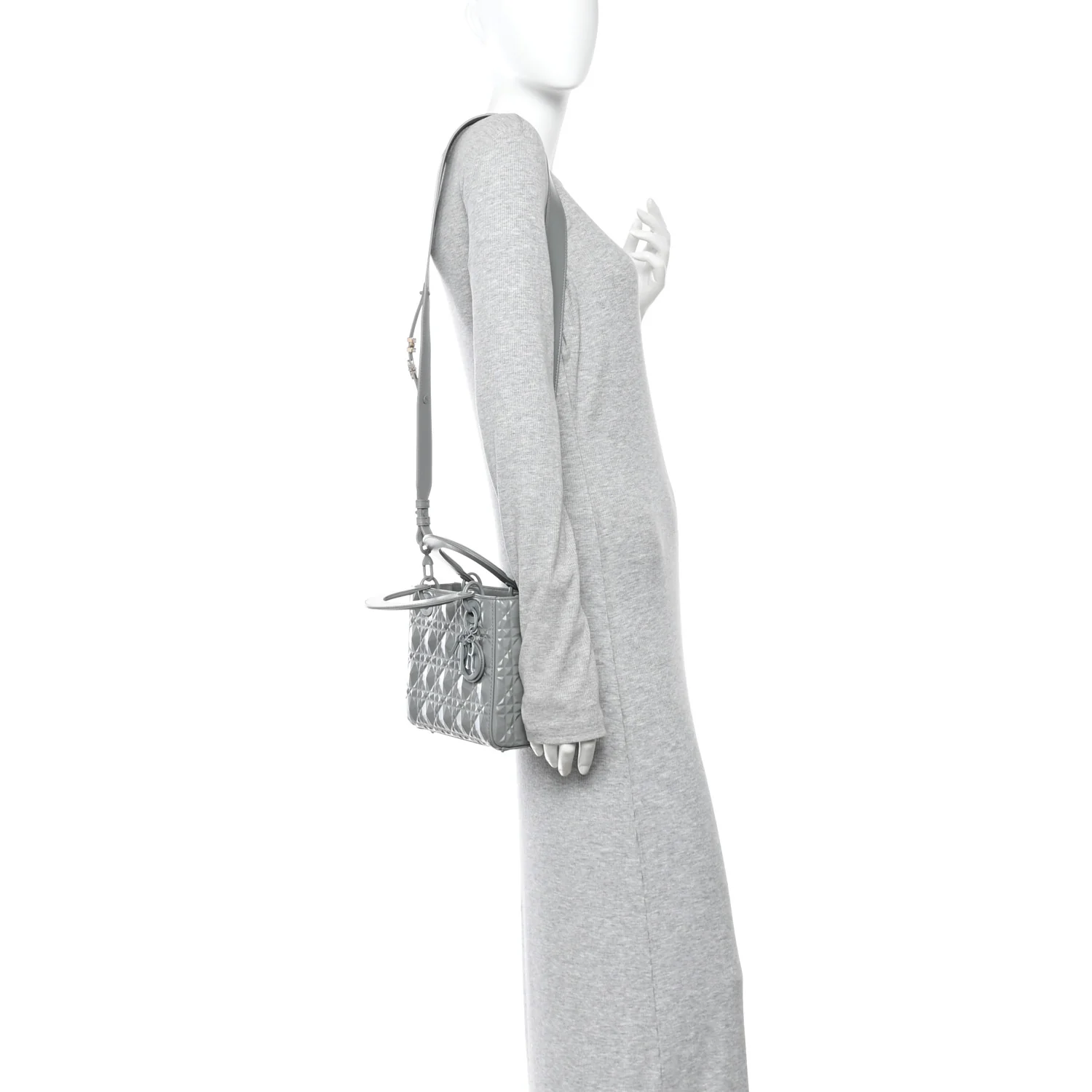 Calfskin Cannage Diamond Small My ABCDior Lady Dior  Gray