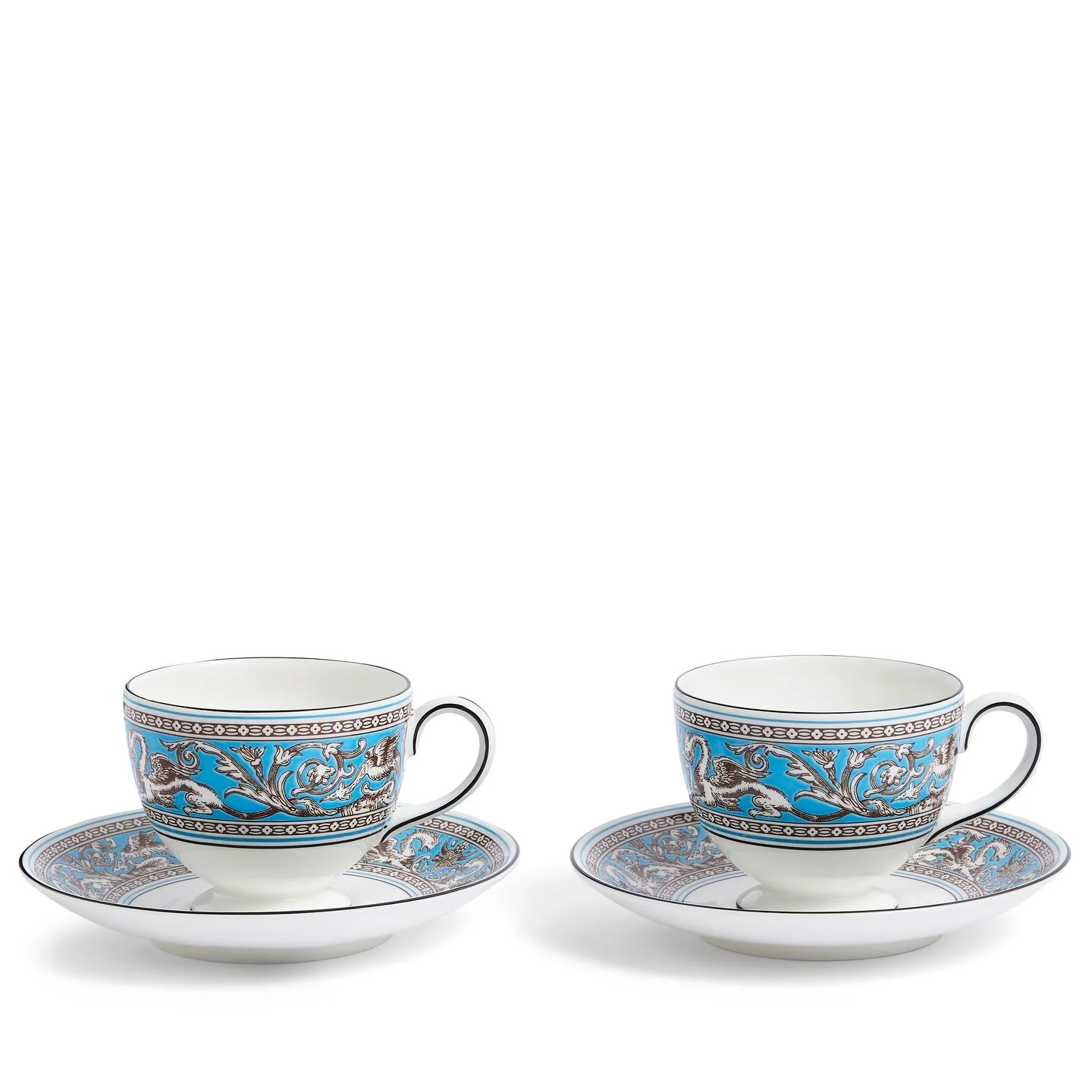 Florentine Turquoise Teacup & Saucer, Set of 2