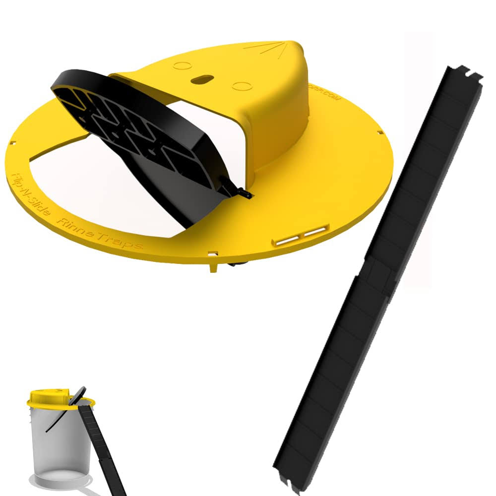 RinneTraps - Flip N Slide Bucket Lid Mouse Trap |Humane or Lethal| |Trap Door Style| |Multi Catch |Auto Reset| |Indoor Outdoor| |No See Kill| |5