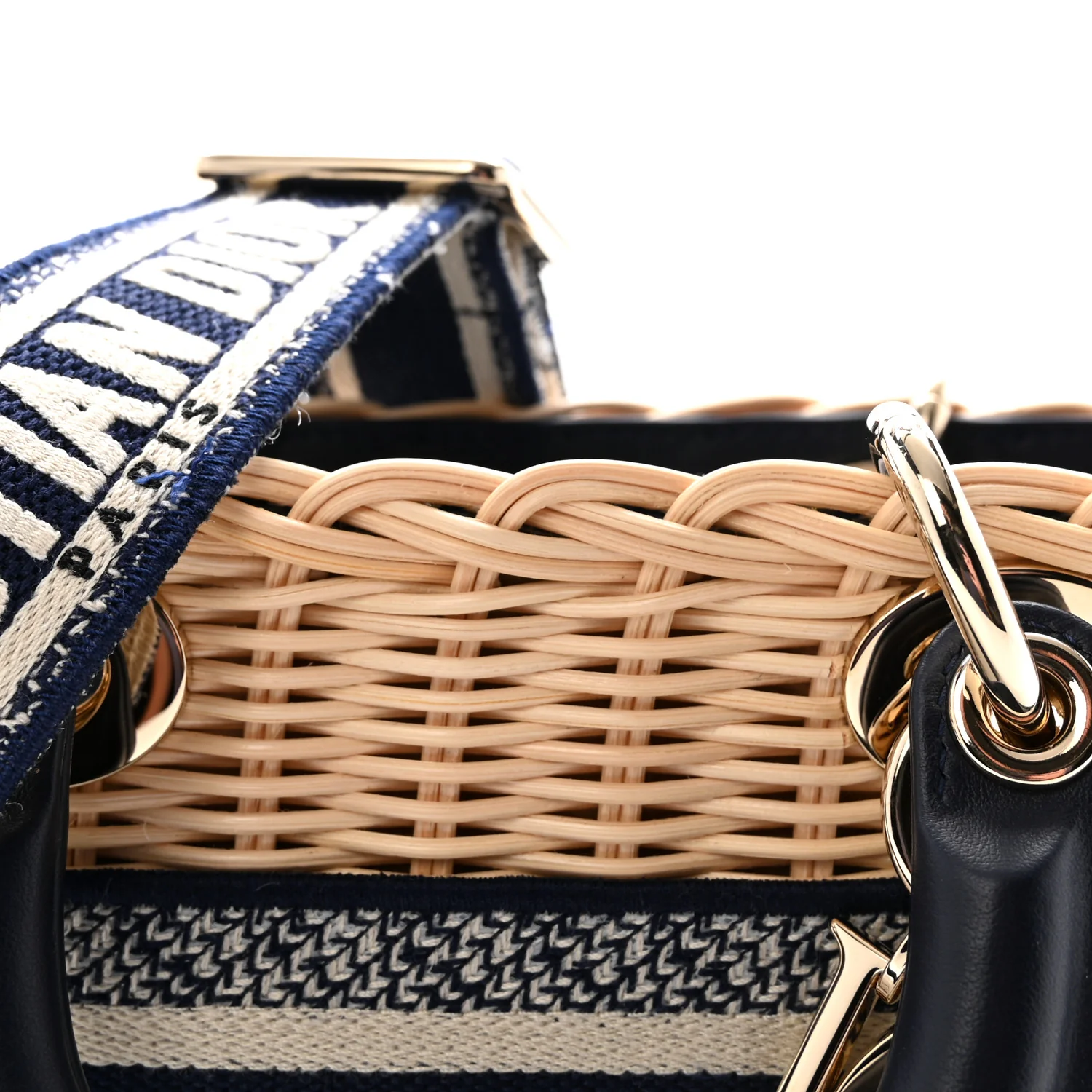 Wicker Oblique Dioriviera Medium Lady D-Joy Bag Blue