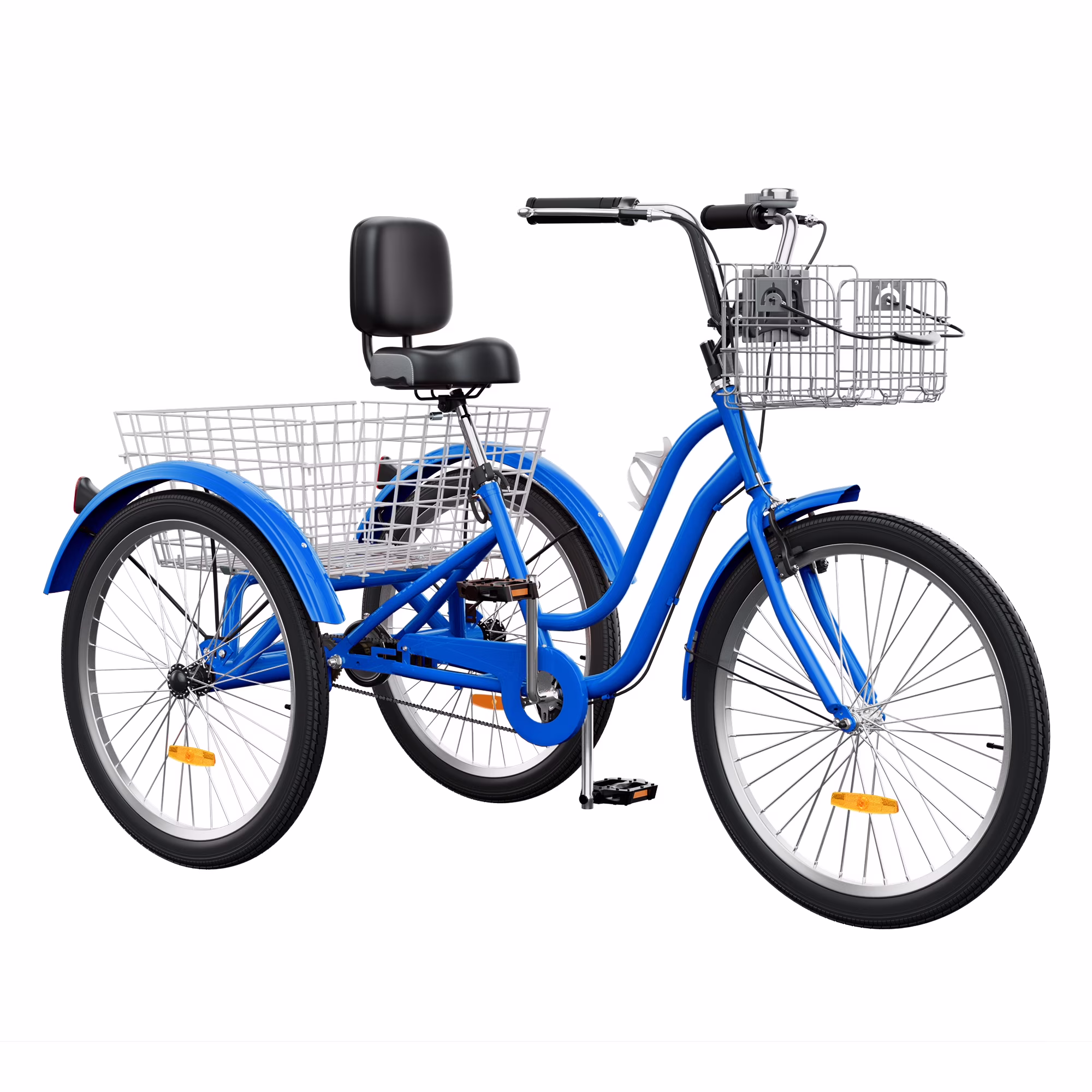 24 Inch 3-Wheel Bike, Single Speed Adult Trike, Low Step-Through Cruiser with Front Rear Baskets, Large Adjustable Seat with Backrest for Seniors, Men, and Women (Purple)(24"1 Speed/Purple) - Image 3